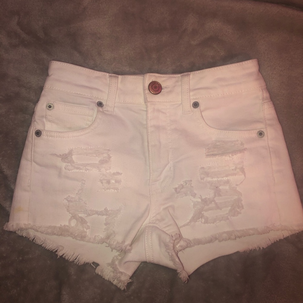 american eagle ripped white shorts